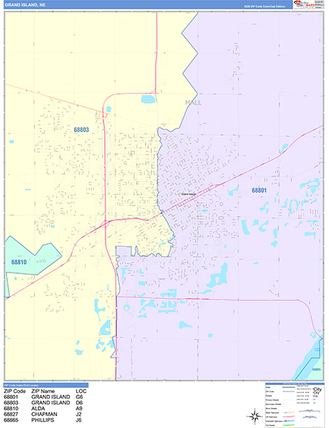 Grand Island, NE Zip Code Map